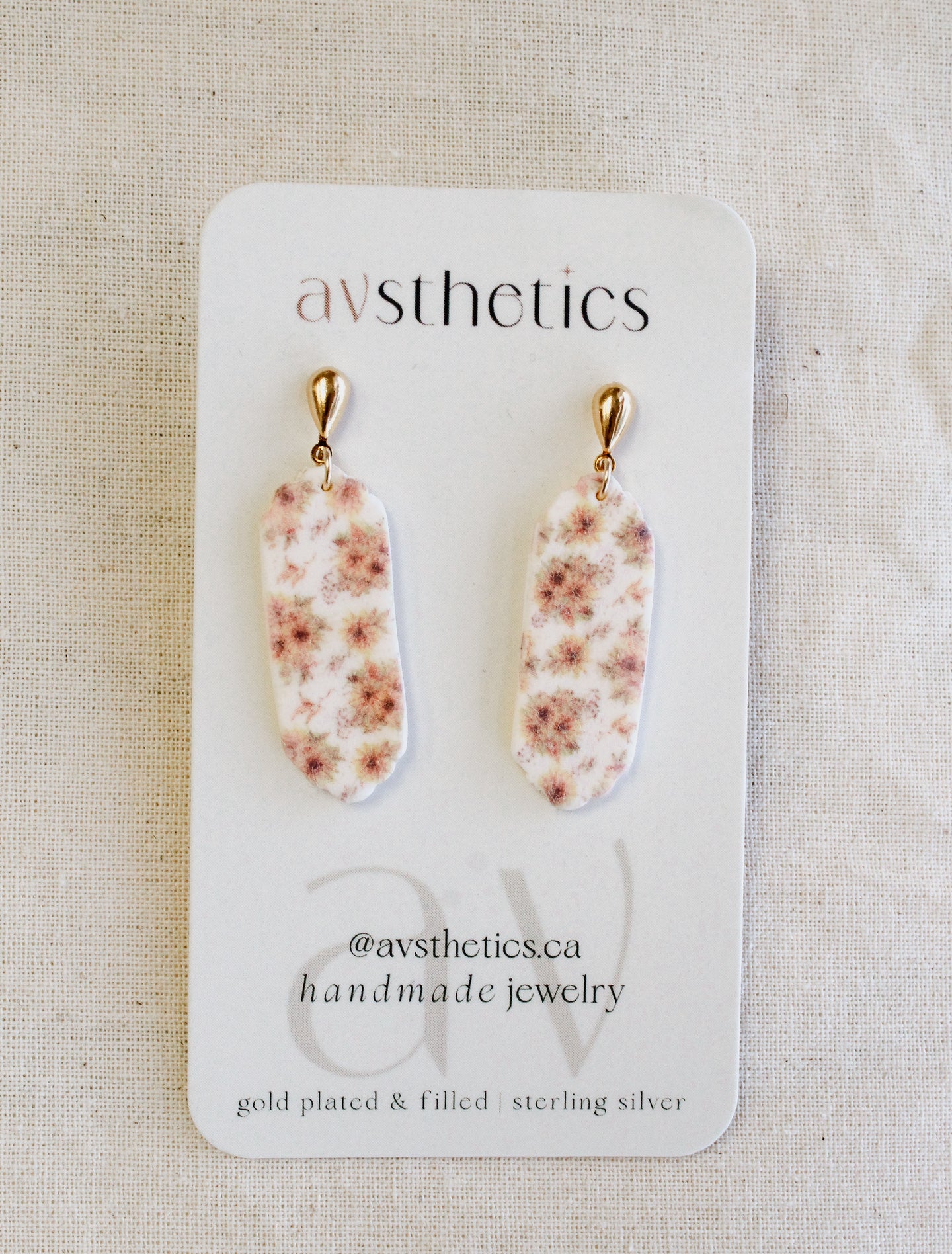 Sunflower Print Drop Earrings